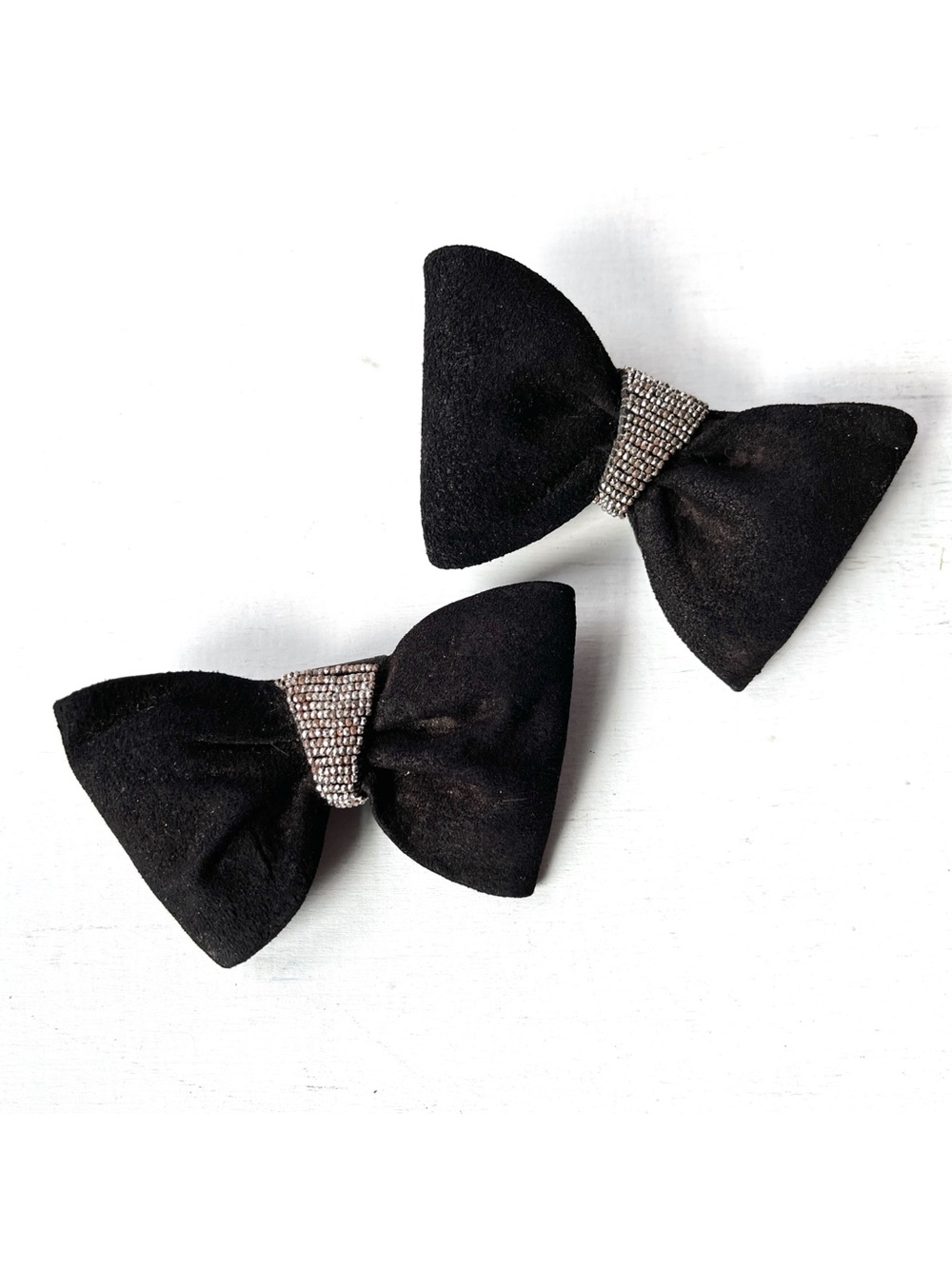 1930's Suede Shoe Clips,Vintage Feminine Sweater Bow Pin or Hair Barrette